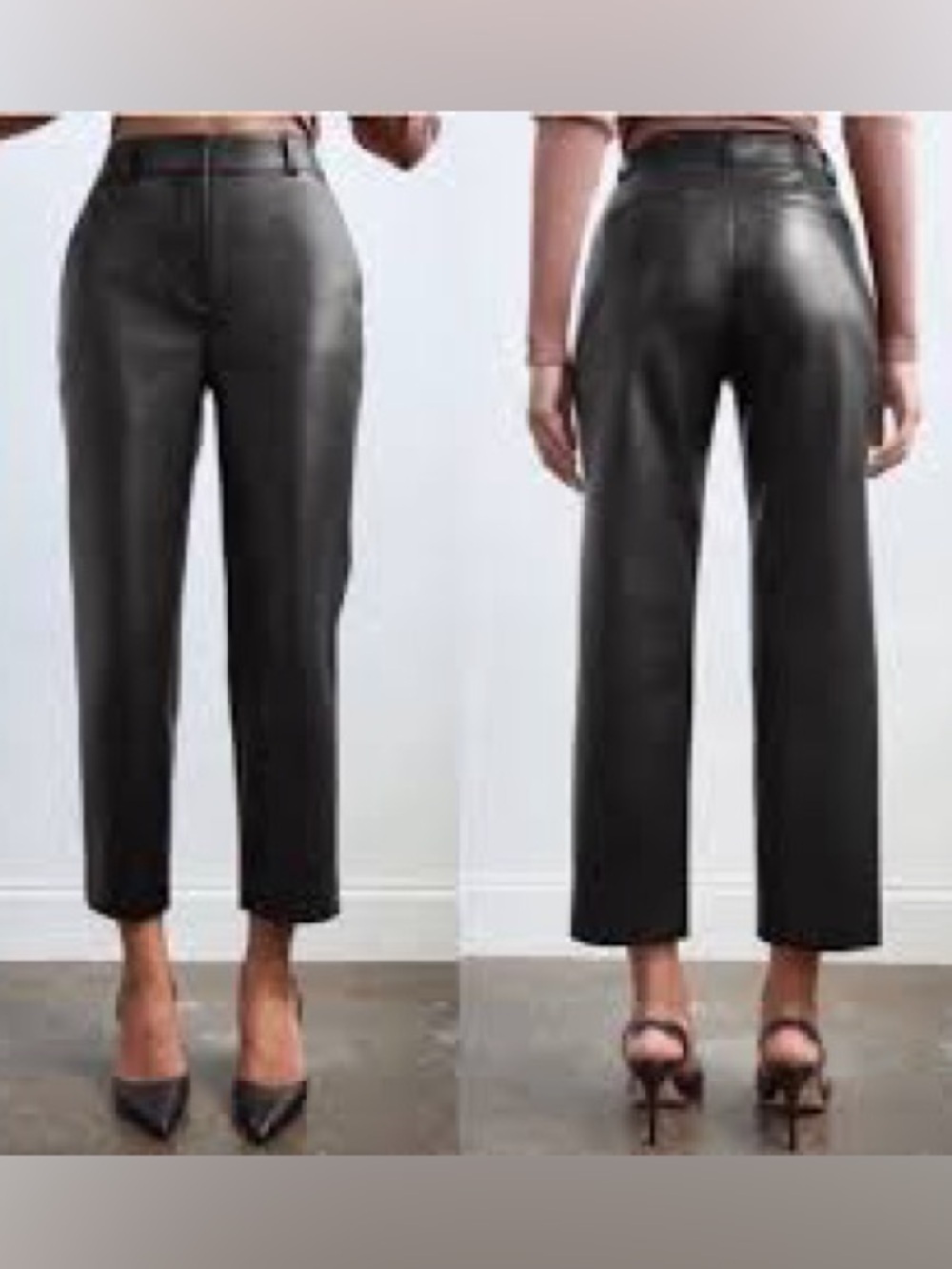 Babaton Aritzia Command Black Vegan Leather Wide-Leg Pants Size 6